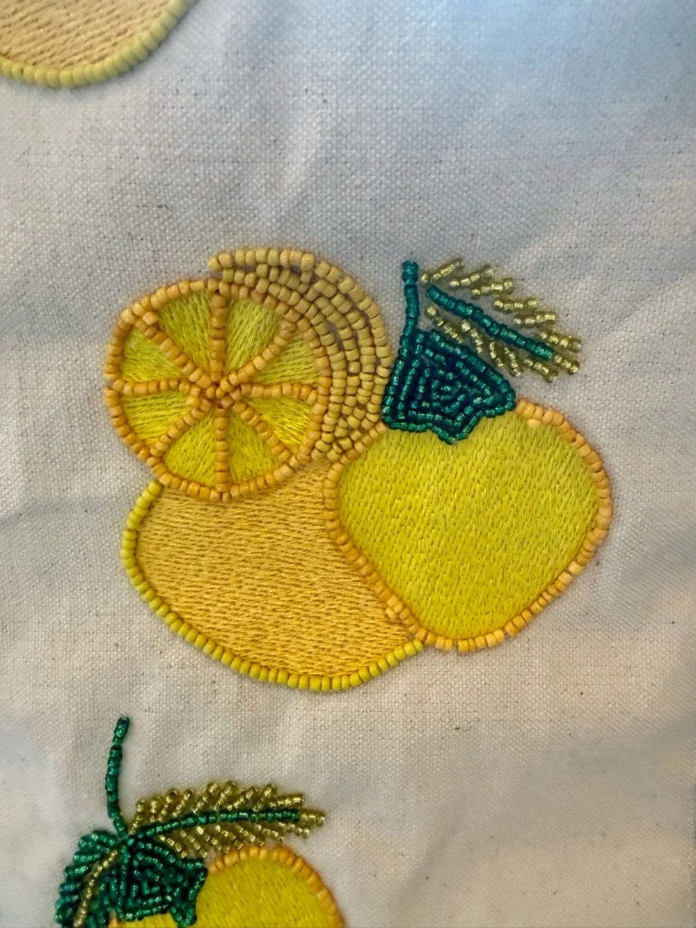 Canvas Lemon Tote Bag with Teal Trim - Picture 5 of 5